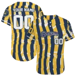 custom milwaukee brewers stripe paint navy blue jersey best selling