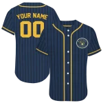 custom milwaukee brewers stripe pattern navy blue jersey best selling