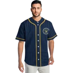 custom milwaukee brewers stripe pattern navy blue jersey best selling