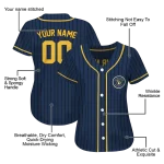 custom milwaukee brewers stripe pattern navy blue jersey best selling