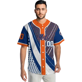 custom new york mets curved stripes blue white jersey fashion forward