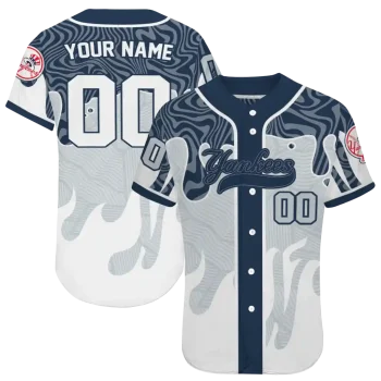 custom new york yankees pattern drip navy white jersey best selling
