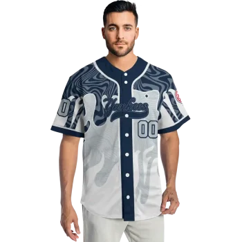 custom new york yankees pattern drip navy white jersey fashion forward