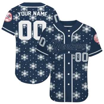 custom new york yankees snowflake festive navy jersey best selling