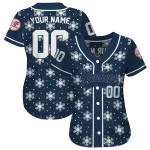 custom new york yankees snowflake festive navy jersey best selling