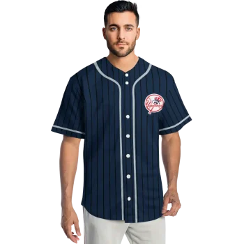 custom new york yankees stripe pattern navy jersey fashion forward