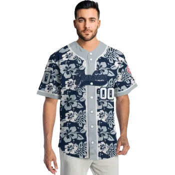 custom new york yankees tropical hibiscus gray jersey fashion forward