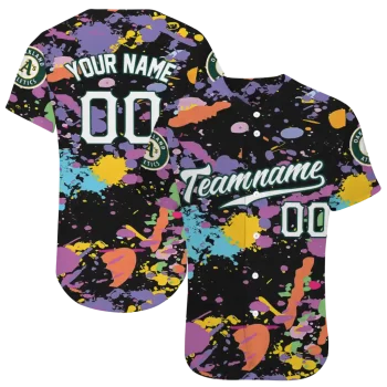 custom oakland athletics paint splatter black jersey best selling