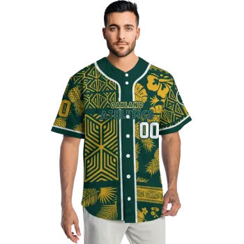 custom oakland athletics pineapple palm geo green jersey fashion forward