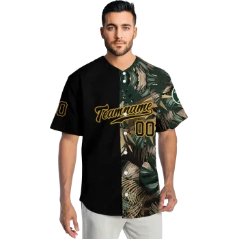 custom oakland athletics tropical foliage black jersey fashion forward