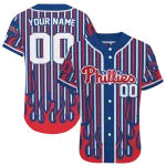 custom philadelphia phillies blazing stripes blue jersey best selling