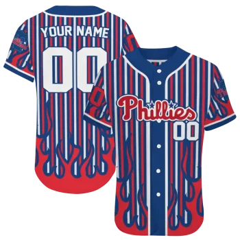 custom philadelphia phillies blazing stripes blue jersey best selling