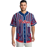 custom philadelphia phillies blazing stripes blue jersey best selling