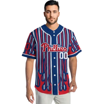 custom philadelphia phillies blazing stripes blue jersey fashion forward
