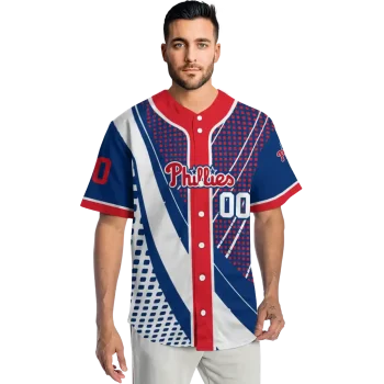 custom philadelphia phillies curved stripes blue white jersey fashion forward