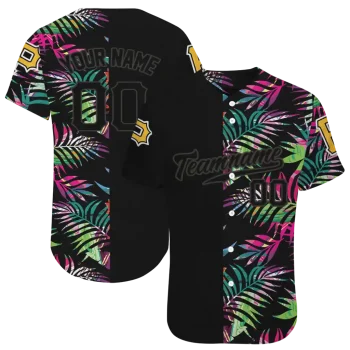 custom pittsburgh pirates palm leaf black jersey best selling