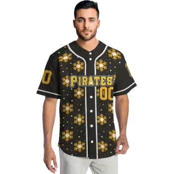 custom pittsburgh pirates snowflake festive black jersey fashion forward