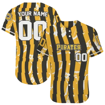 custom pittsburgh pirates stripe paint black jersey best selling