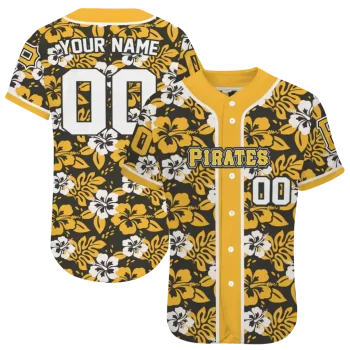 custom pittsburgh pirates tropical hibiscus gold jersey best selling