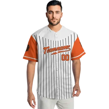 custom san francisco giants pinstripe orange white jersey fashion forward