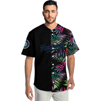 custom seattle mariners palm leaf black jersey fashion forward