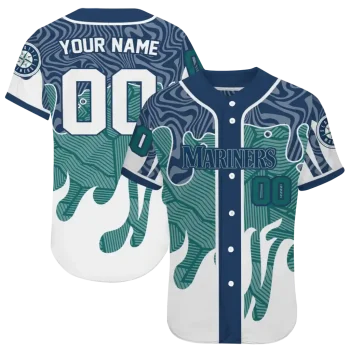 custom seattle mariners pattern drip navy blue white jersey best selling