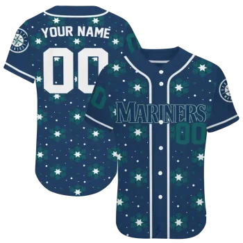 custom seattle mariners snowflake festive navy blue jersey best selling