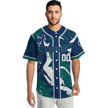 custom seattle mariners splash swirl navy blue jersey fashion forward