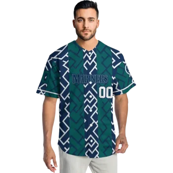 custom seattle mariners squares grid navy blue jersey fashion forward