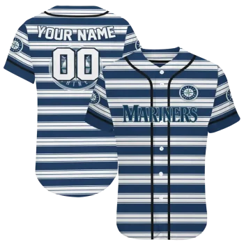 custom seattle mariners stripe layers navy blue white jersey best selling