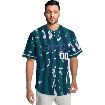 custom seattle mariners stripe paint navy blue jersey fashion forward