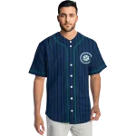 custom seattle mariners stripe pattern navy blue jersey best selling