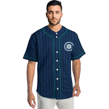 custom seattle mariners stripe pattern navy blue jersey fashion forward