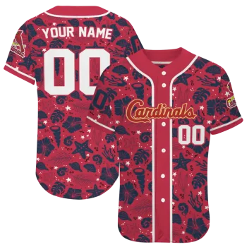 custom st louis cardinals tropical hibiscus seashells red jersey best selling