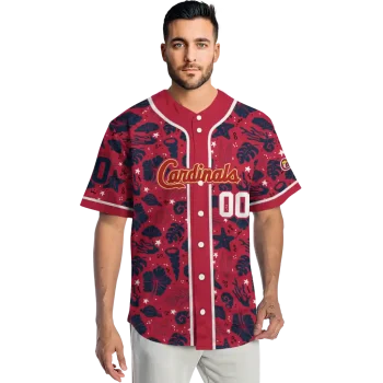 custom st louis cardinals tropical hibiscus seashells red jersey fashion forward