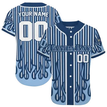 custom tampa bay rays blazing stripes navy jersey best selling