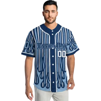 custom tampa bay rays blazing stripes navy jersey fashion forward