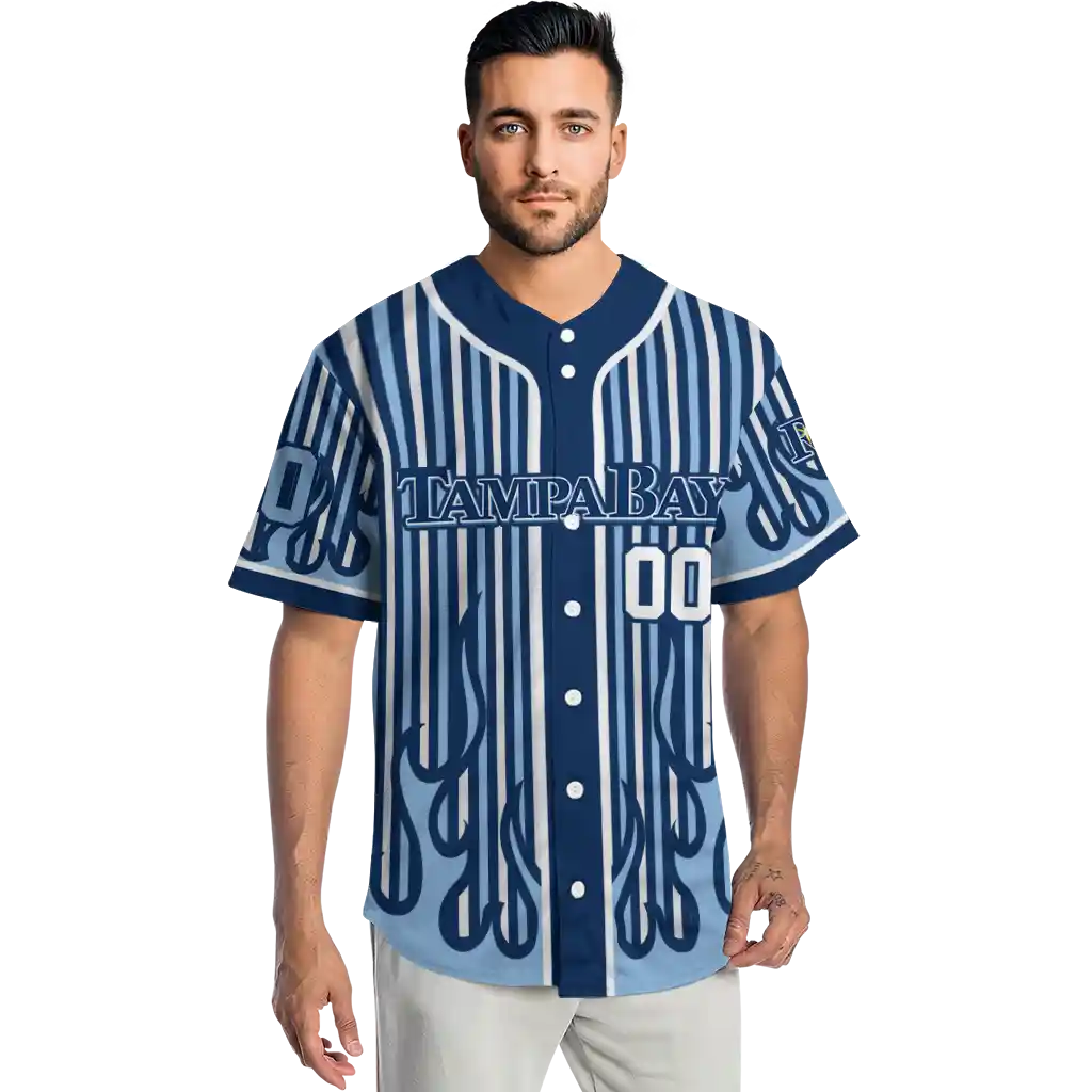 custom tampa bay rays blazing stripes navy jersey fashion forward custom tampa bay rays blazing stripes navy jersey fashion forward