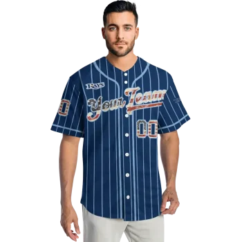 custom tampa bay rays vertical stripes navy jersey fashion forward