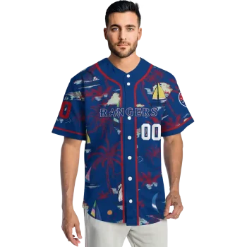 custom texas rangers sailboat island blue jersey fashion forward