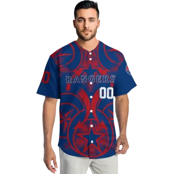 custom texas rangers star circle blue jersey fashion forward