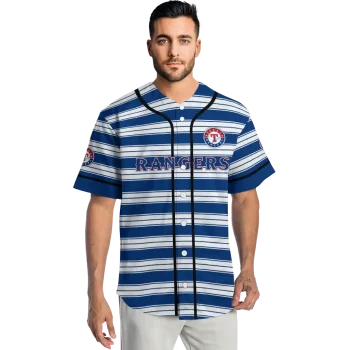 custom texas rangers stripe layers blue white jersey fashion forward
