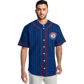 custom texas rangers stripe pattern blue jersey fashion forward
