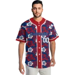 custom texas rangers tropical hibiscus red jersey best selling