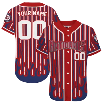 custom washington nationals blazing stripes red jersey best selling