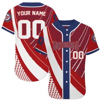 custom washington nationals curved stripes red white jersey best selling
