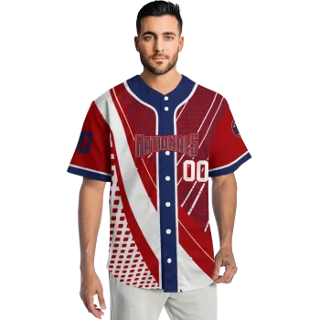 custom washington nationals curved stripes red white jersey fashion forward