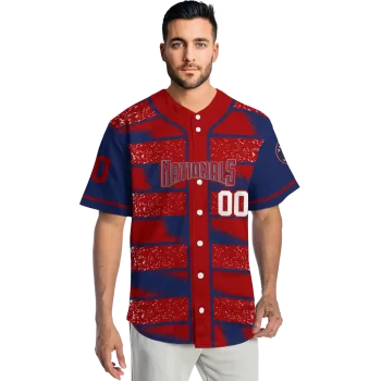 custom washington nationals edgy stripes red jersey fashion forward