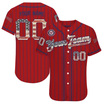 custom washington nationals vertical stripes red jersey best selling