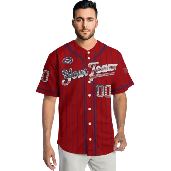 custom washington nationals vertical stripes red jersey fashion forward
